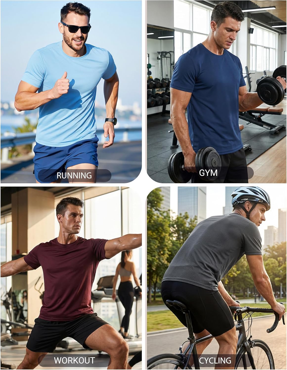 COOFANDY Men's Athletic T-Shirts - 3 Pack Quick Dry Moisture-Wicking Workout Shirts | Short Sleeve for Gym & Casual Wear