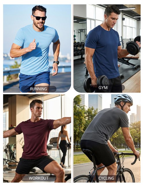 COOFANDY 3 Pack Men's Athletic T-Shirts Short Sleeve - Quick Dry Moisture Wicking Workout Shirts for Running, Gym, Casual