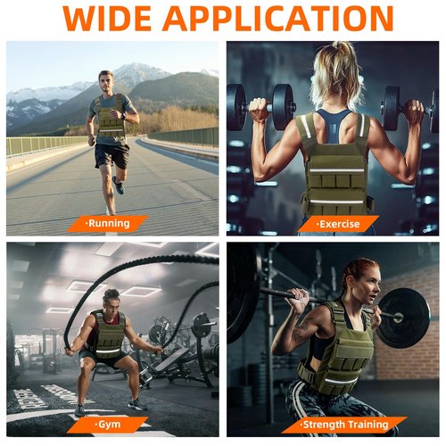 Weighted Vest for Men Women, Adjustable Tactical Weight Vests for Rucking Walking Running Crossfit Strength Training (Without Weight Blocks) Green