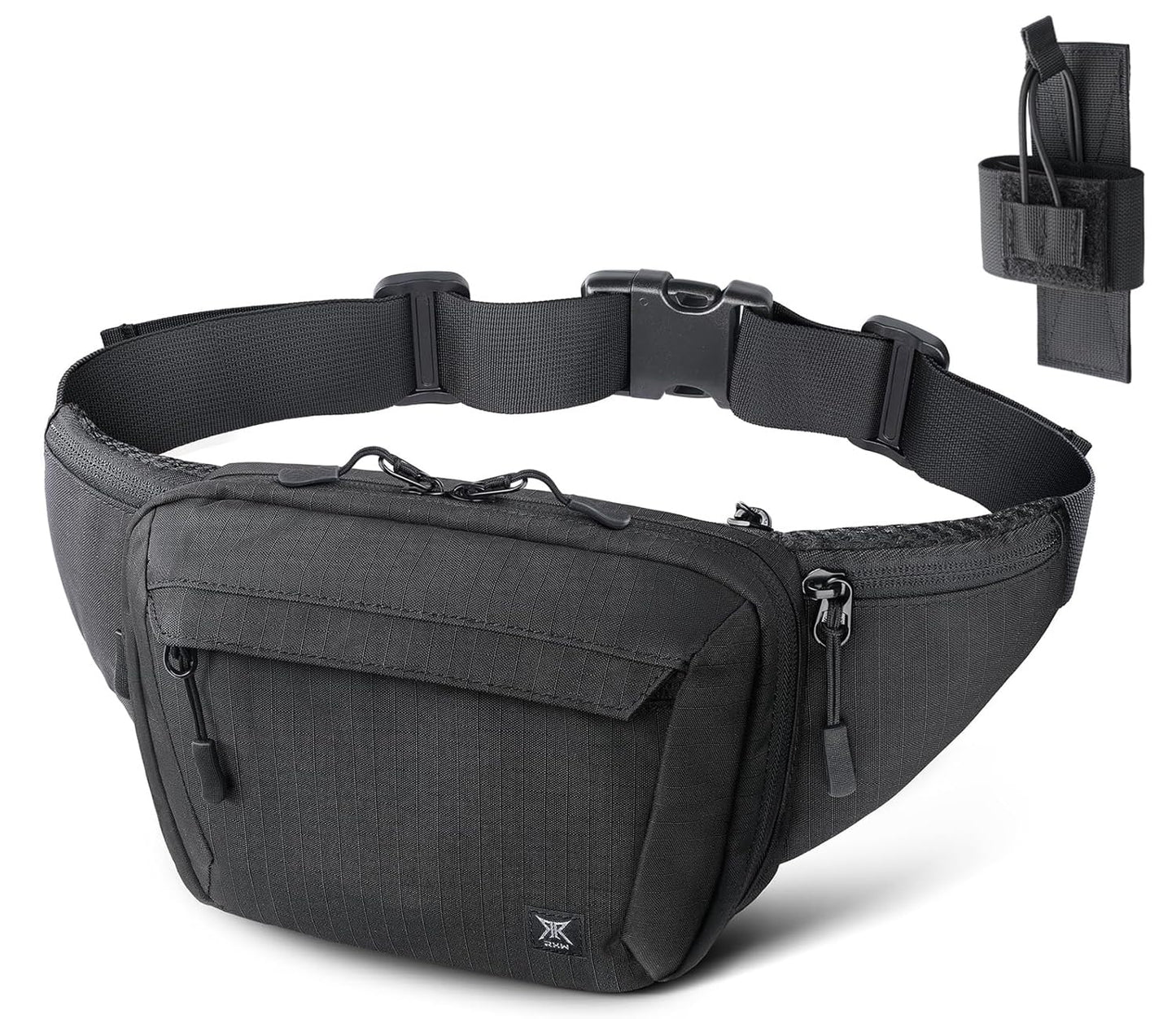 RXW Tactical Concealed Carry Fanny Pack, CCW Fanny Pack, Waist Bag for Men, Hip Bag Compact Belt Bag for Hiking, EDC Waist Pack(Adjustable Up to 60" Waist)