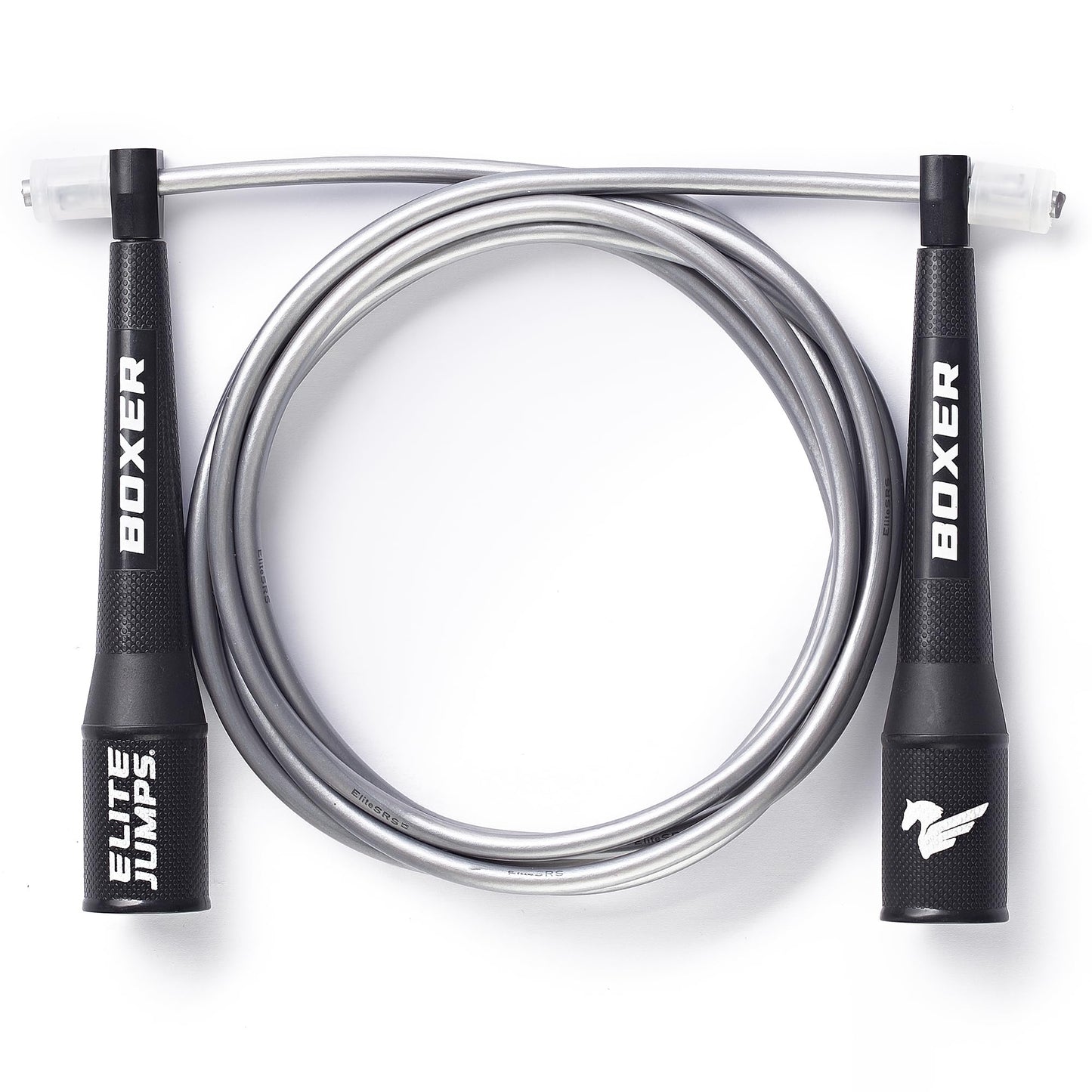 Elite Jumps Boxer Rope, 5mm PVC Tangle-Free Adjustable Jump Rope, Silver