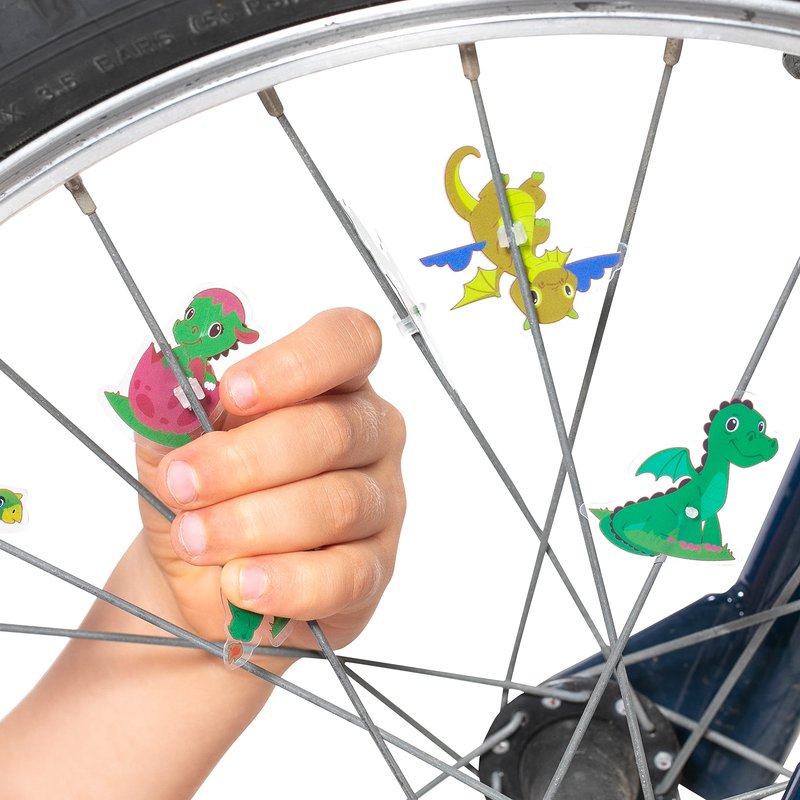Wheely Bikes 36 Pcs Kids Bike Spoke Decorations – Cute Dinosaur, Flower & Butterfly Kids Bike Accessories for Boys, Bike Charms - Party Favors, Goodie Bag Stuffers for Boys & Girls, Green