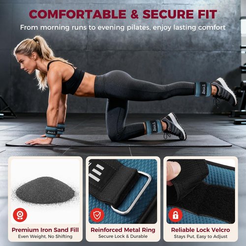 BAGAIL Ankle Wrist Weights - Adjustable 1-10 LBS for Walking, Running & Home Fitness | Sleek Design