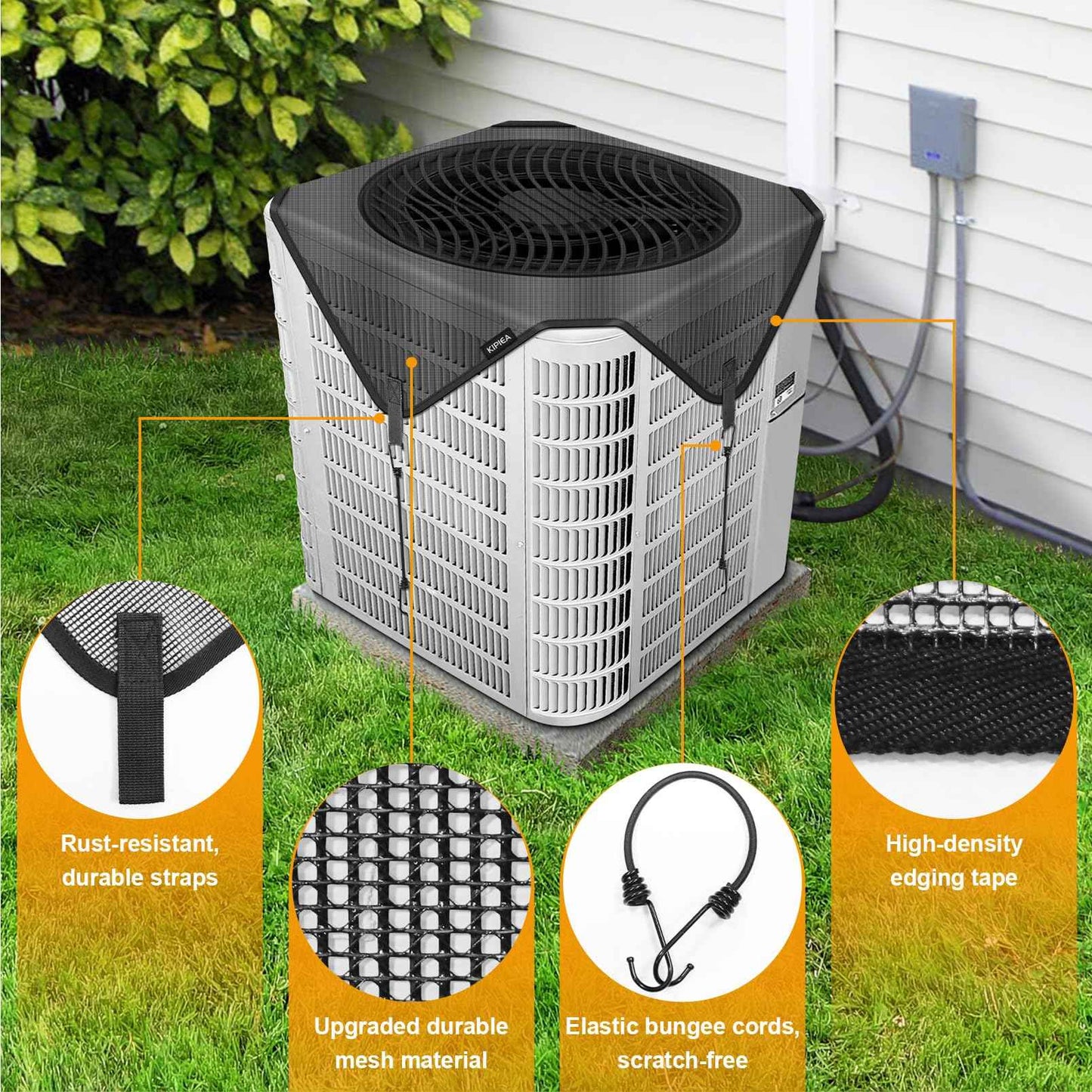 Kipiea Central Air Conditioner Mesh Covers for Outside Units, Top Universal Upgrade Mesh Outdoor AC Unit Cover Defender for All Seasons (30" x 30")