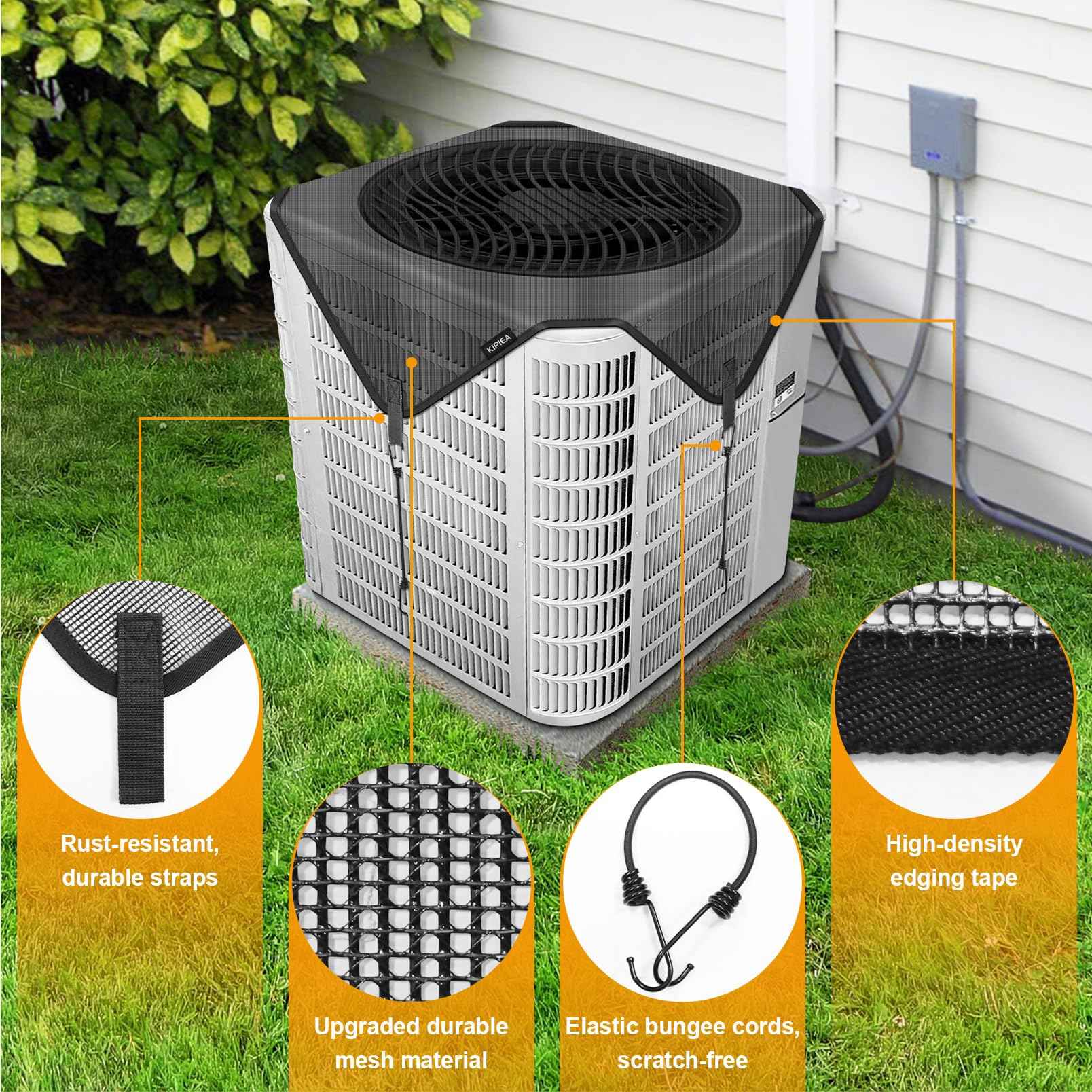 Kipiea Central Air Conditioner Mesh Covers for Outside Units, Top Universal Upgrade Mesh Outdoor AC Unit Cover Defender for All Seasons (30" x 30")