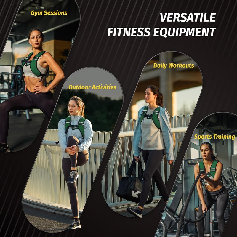 ZELUS Weighted Vest, Washable Z-Fit Soft Iron Weighted Vest for Women and Men, 5/10/15 lb Weight Vest with Reflective Strips & Adjustable Straps, Ultra Thin Weight Vest for Gym Strength Training (15lb) Green