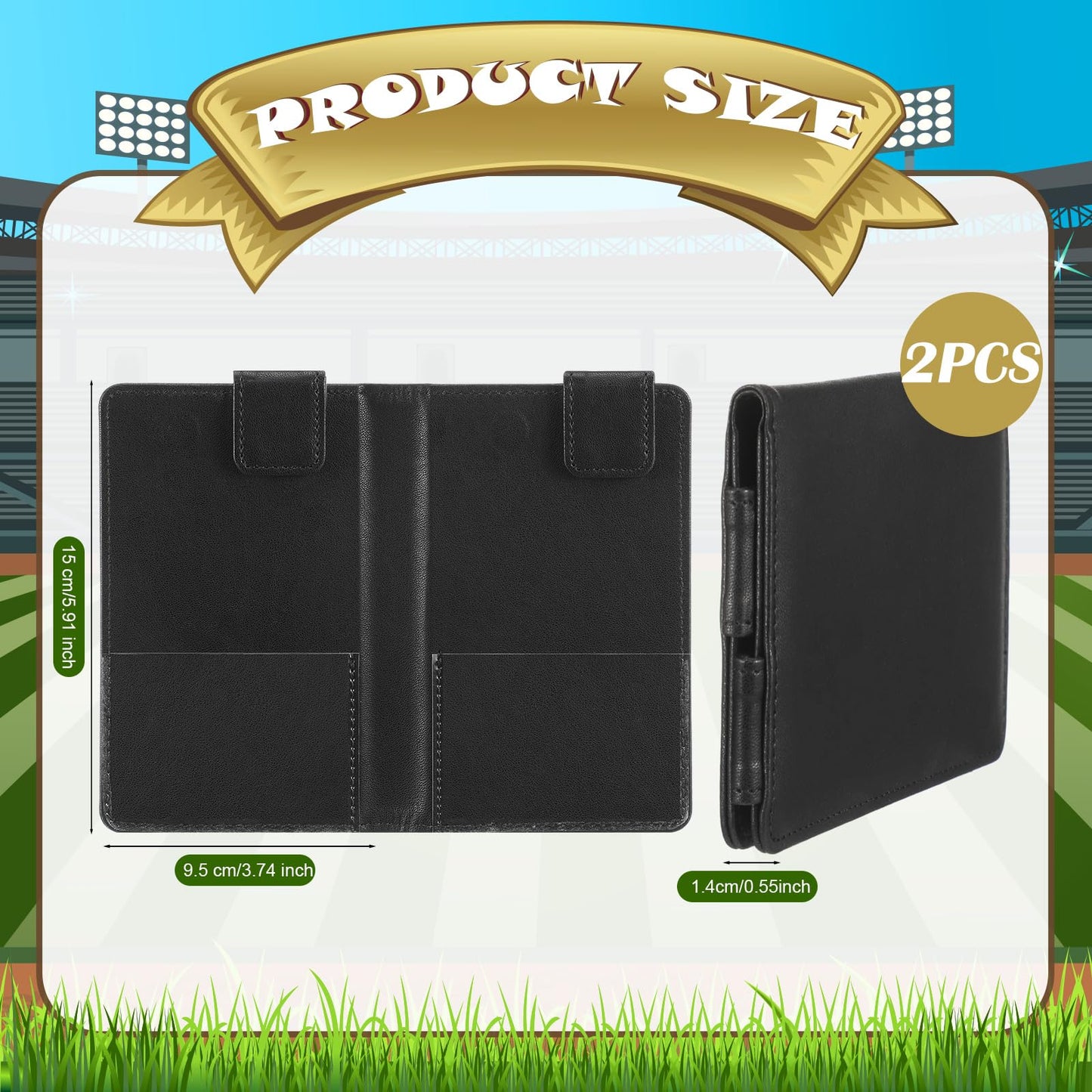 Marspark 2 Pcs Umpire Lineup Card Holder - Magnetic Leather Referee Card Holder for Soccer Volleyball Rugby Baseball Matches