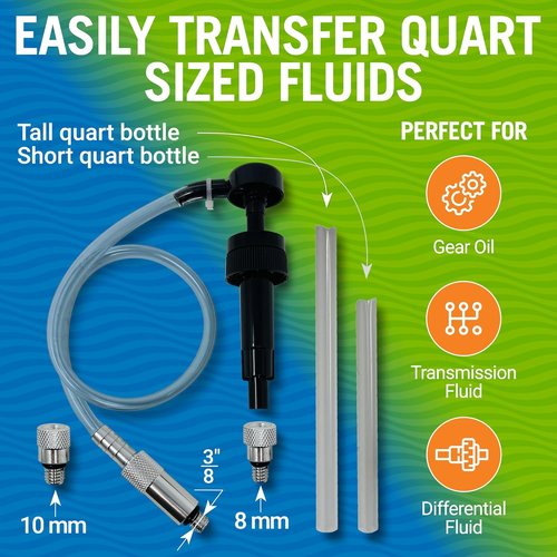 Lower Unit Gear Oil Pump - Quart Bottle Lube Transfer for Marine Transmission & Rear Differential Service