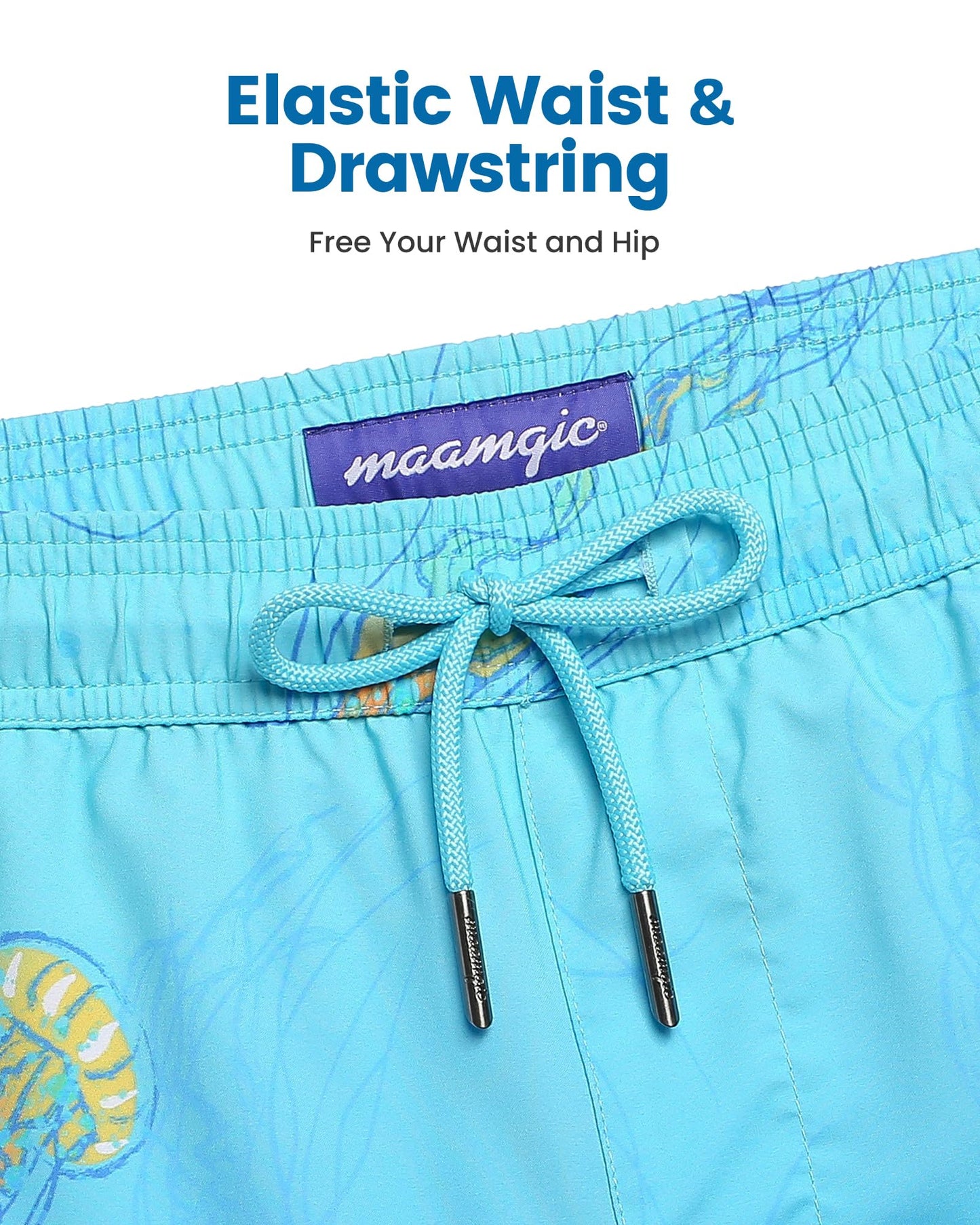 maamgic Mens Swim Trunks with Compression Liner 5 Inch, Quick Dry Bathing Suit with Zipper Pockets, Stretch No-Chafing Swim Shorts, Medusa Large