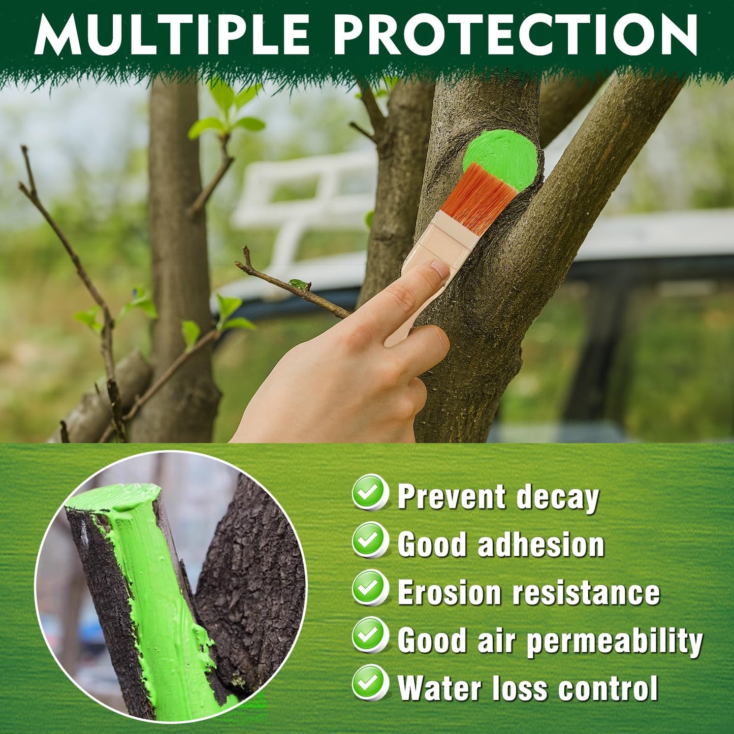 Tree Wound Sealer, Tree Pruning Sealer, Grafting, Pruning, and Wound Care for Damaged Trees, Used for Natural Wound Repair of Bonsai, Fruit Trees, Roses, and Bonsai, Waterproof Protection (3.6oz)