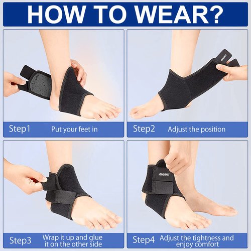 YEEKORO Kids/Youth Ankle Brace, Adjustable Breathable Ankle Support Plantar Fasciitis Compression Sleeve Foot Brace Heel Protector Wrap for Protection Tendonitis & Sprain Ankle Pain Relief（Black,S
