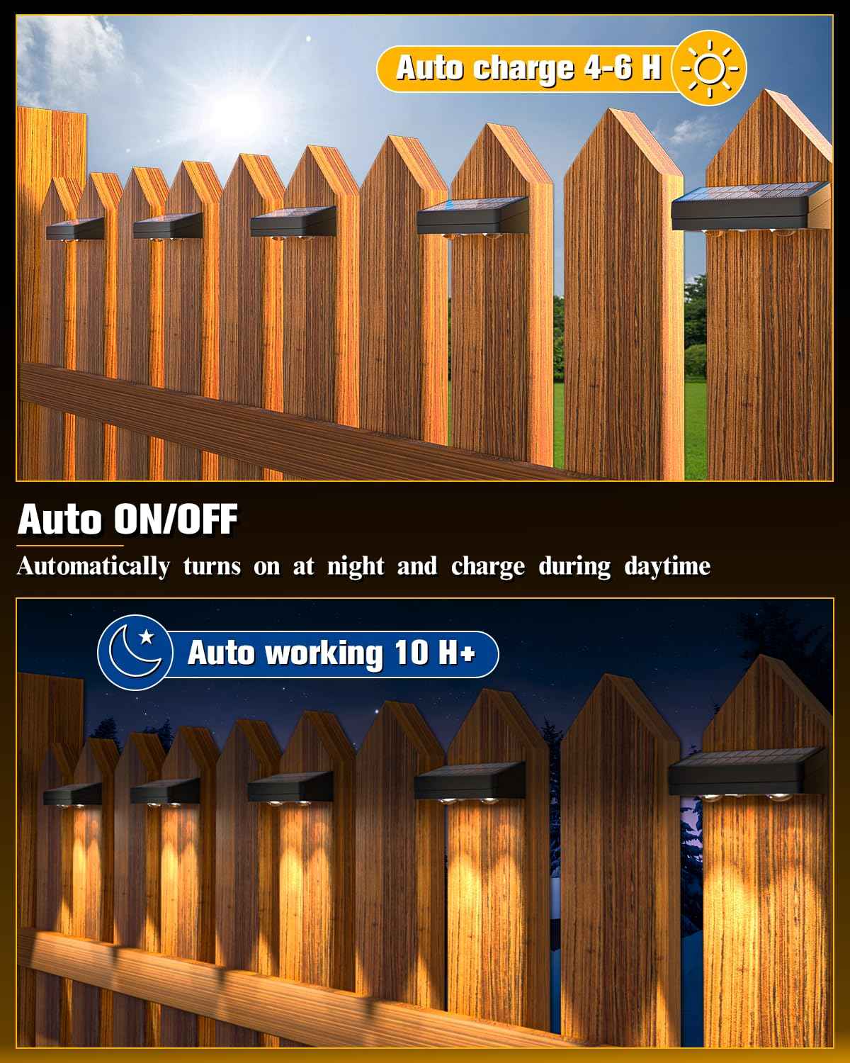 JOFIOS Solar Fence Lights 12 Pack, 50 Lumens Outdoor Fence Solar Lights with 12 Modes RGB Color Glow LED Solar Lights Outdoor Waterproof, Solar Lights for Patio, Backyard, Deck, Fence, Railing.