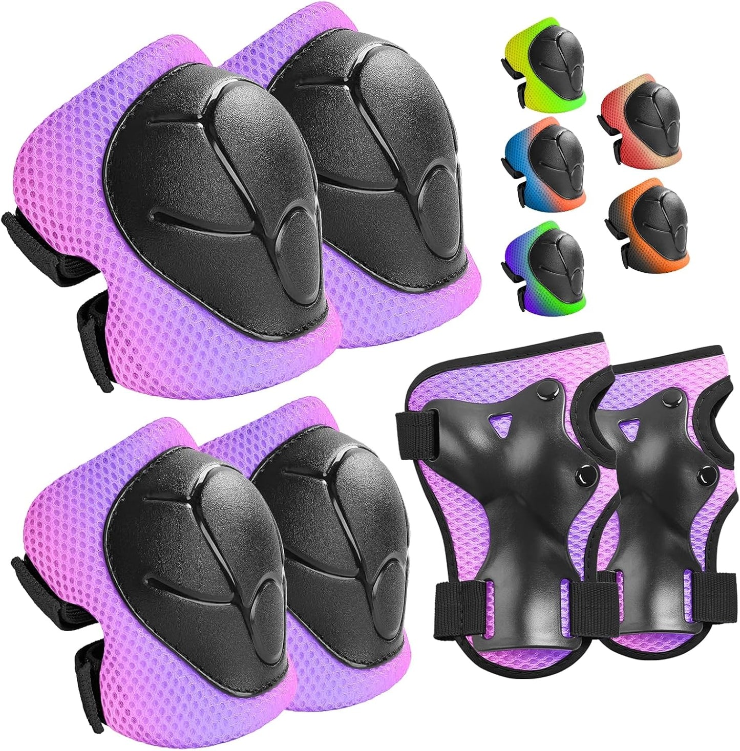 Wemfg Kids Protective Gear Set - 3-in-1 Knee, Elbow Pads & Wrist Guards for Ages 3-14 | Skating & Cycling