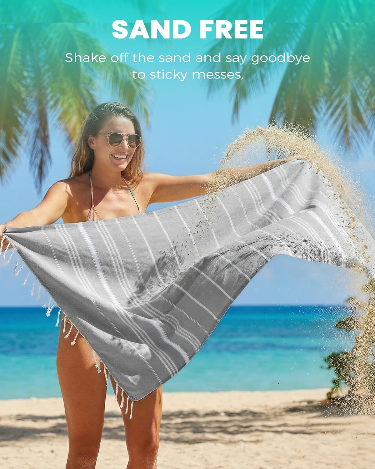 Skiennix 24 Pack Turkish Beach Towels - Quick Dry, Sand-Free, Extra Large, Lightweight & Compact