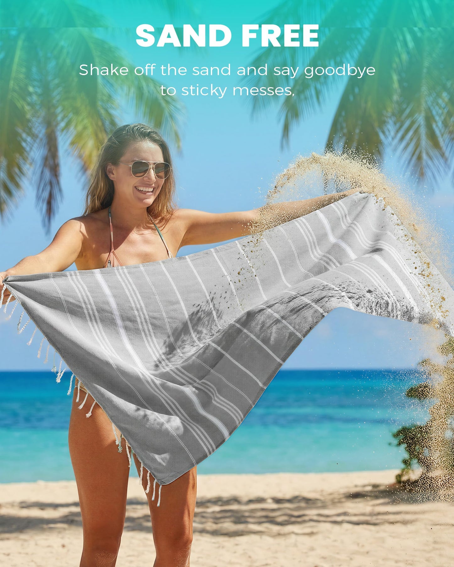 Turkish Beach Towels Quick Dry Sand Free Soft Absorbent Extra Large Xl Big Blanket Adult Oversized Bath Pool Swim Towel Lightweight Thin Fast Drying Compact No Sand Packable Vacation Essentials