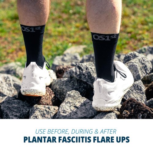OS1st Plantar Fasciitis Socks FS4, Plantar Fasciitis Relief, Arch Support and Overall Foot Health (Crew, Black, Large)