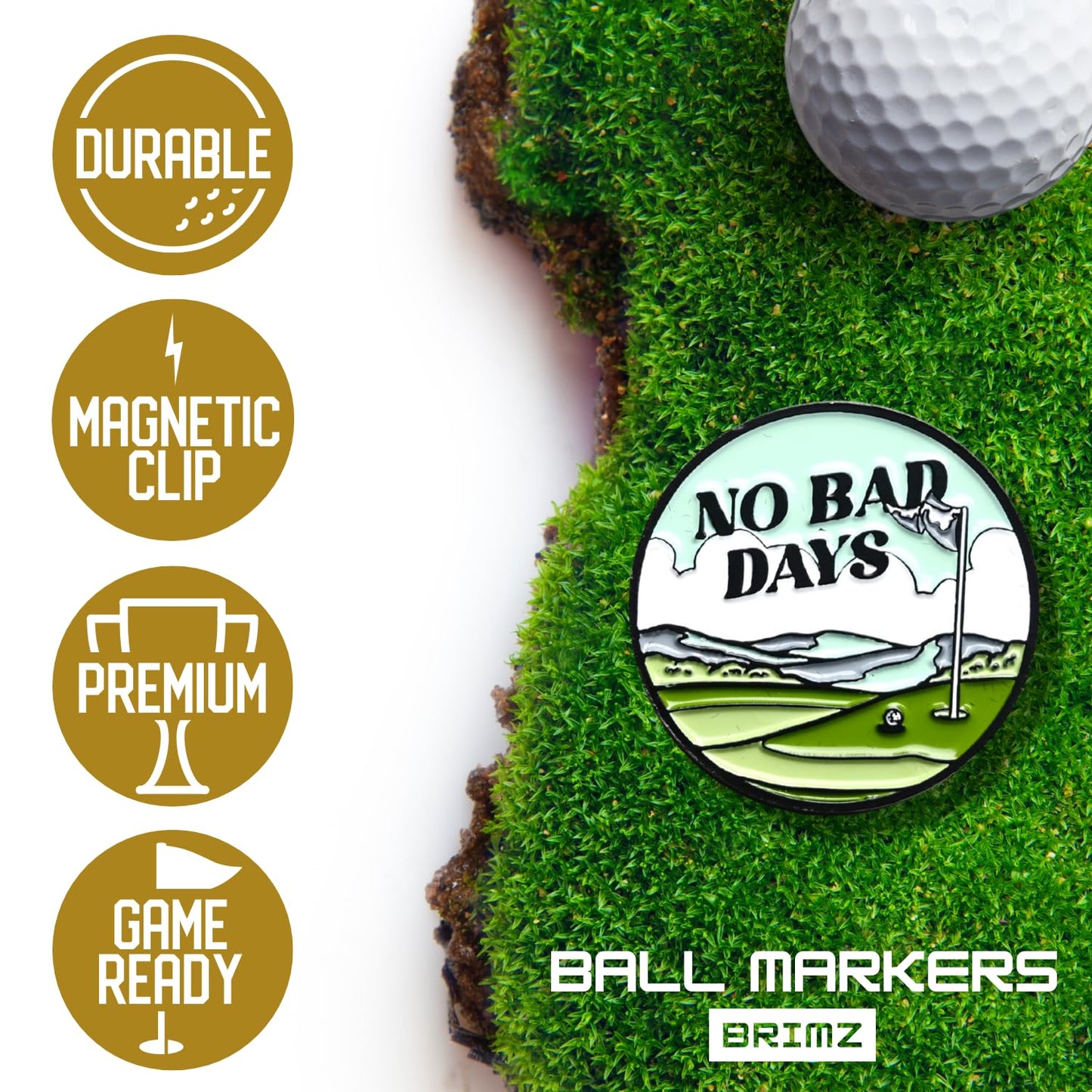 BRIMZ Golf Ball Marker Set – 5 Magnetic Golf Ball Markers with Hat Clip for Convenient Access on The Course