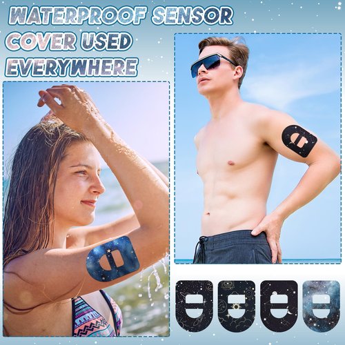 Geiserailie 32 Pack Adhesive Patches Compatible with Omnipod 5, CGM Patches, Galaxy Adhesive Tape Stickers, Sensor Covers Waterproof Sweat Proof Flexible Breathable Pre-Cut, Long Lasting