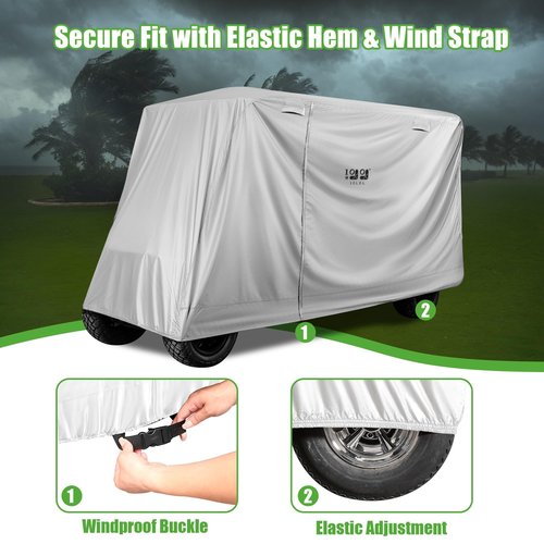 10L0L Golf Cart Cover 4+2 Passenger for Yamaha EZGO Club Car,Heavy Duty 420D Waterproof Oxford Fabric,Windproof Golf Cart Covers with 3 Zippers