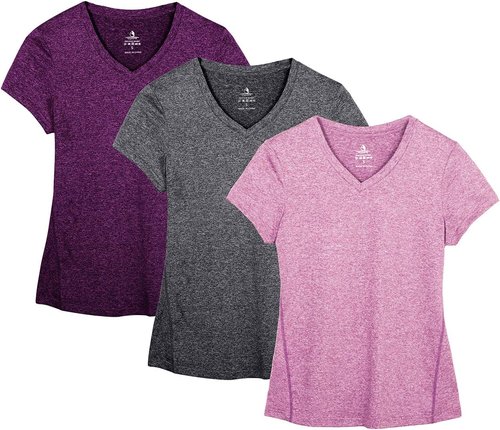 Icyzone Workout Shirts - Women's V-Neck Yoga Tops for Running & Fitness | Short Sleeve Activewear