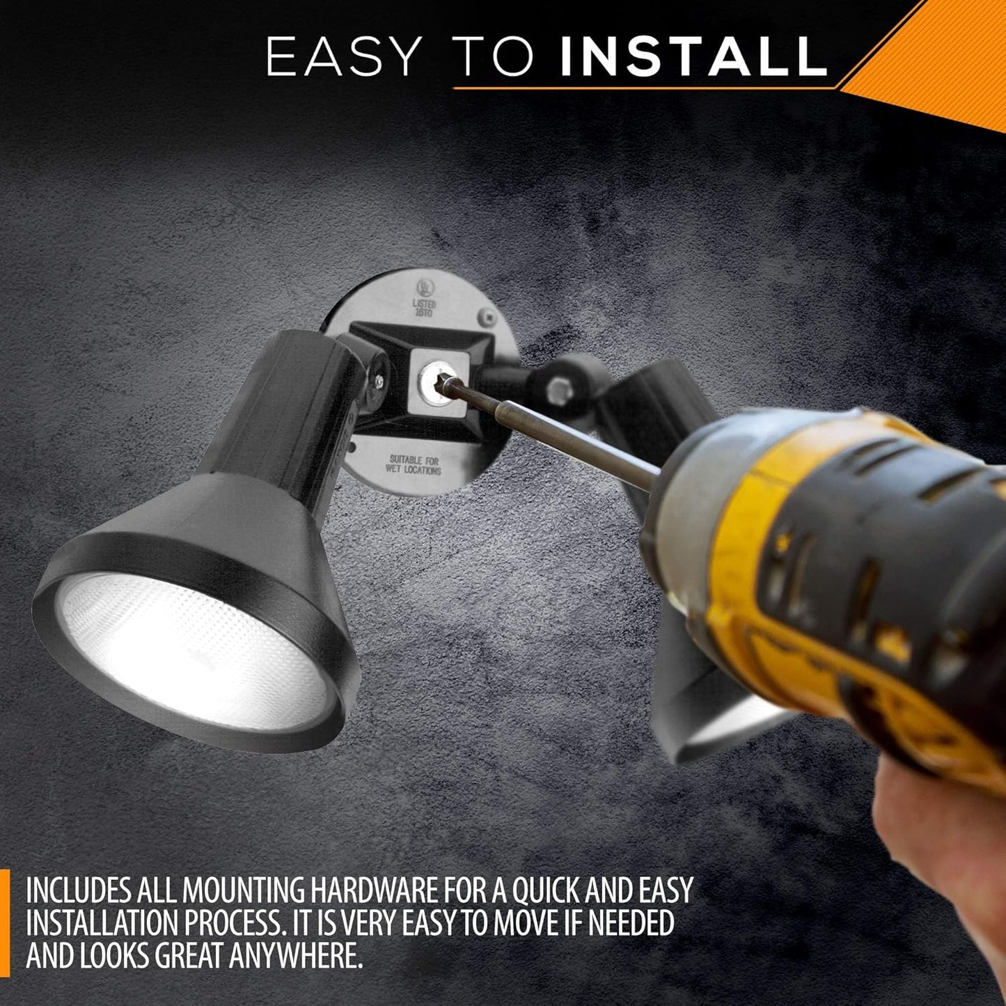 150W Outdoor Security Flood Light - Dual Head, Weatherproof Cast Aluminum, Dark Bronze Finish