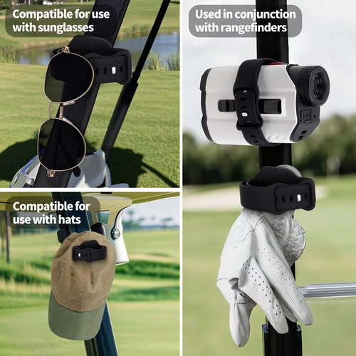 Range Finder Magnetic Strap - Adjustable Range Finder Holder with Upgraded Stronger Magnets & Silicone, Universal Magnetic Strap for Golf Cart Rail/Bar/Frame, Easy Access & Clean (Black)