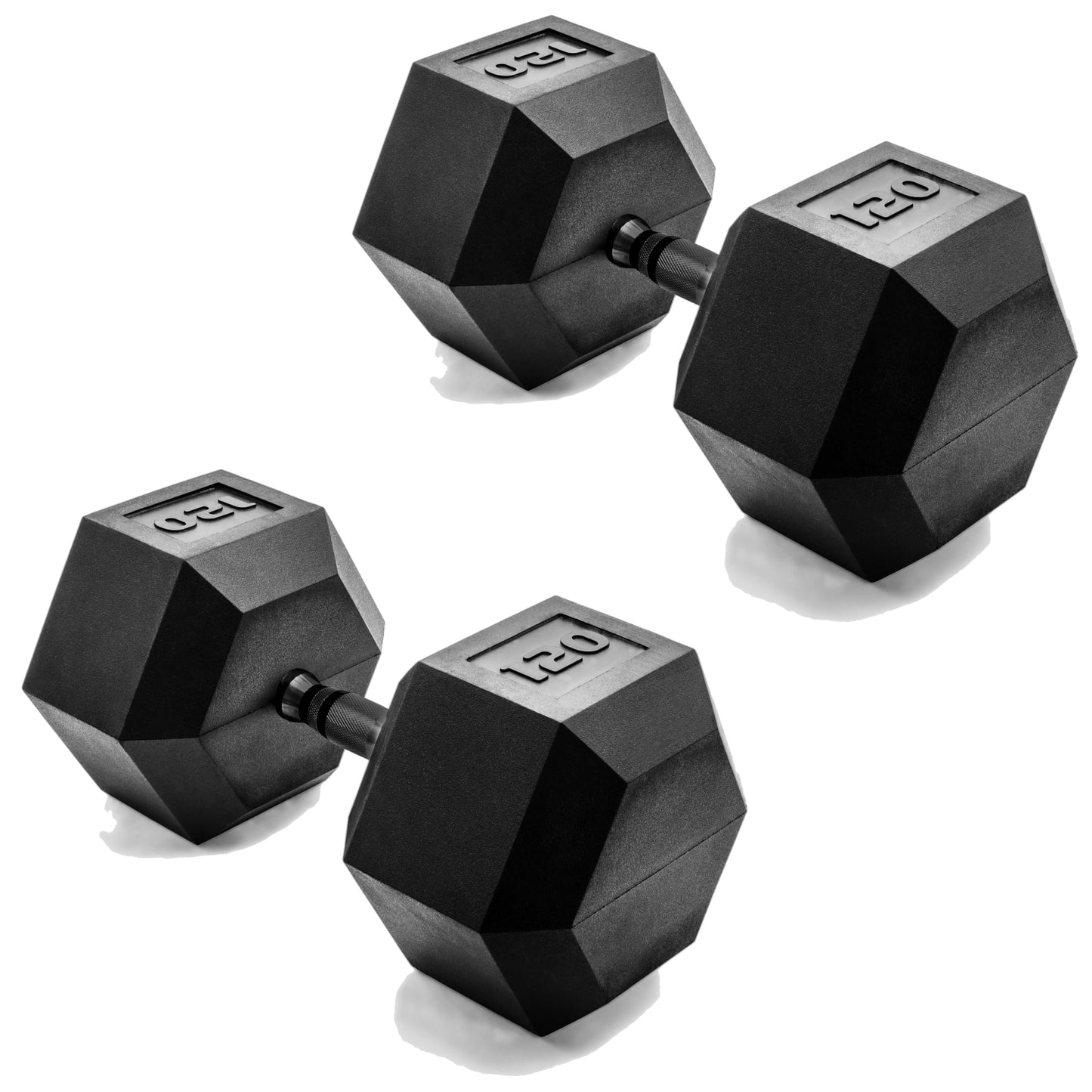 CAP 120lb Rubber Coated Hex Dumbbell, Black Grip, Free Weights, Pair