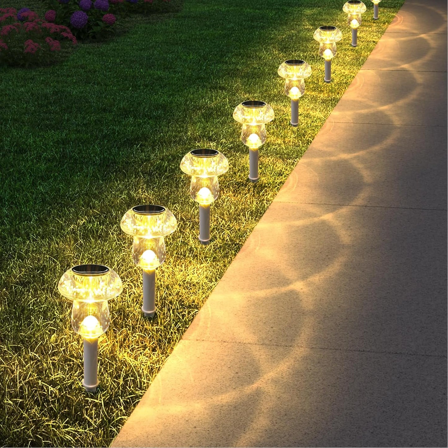 16 Pack Solar Powered Mushroom Lights - Waterproof LED Garden Pathway Lighting for Yard & Landscape Decor (Purple)