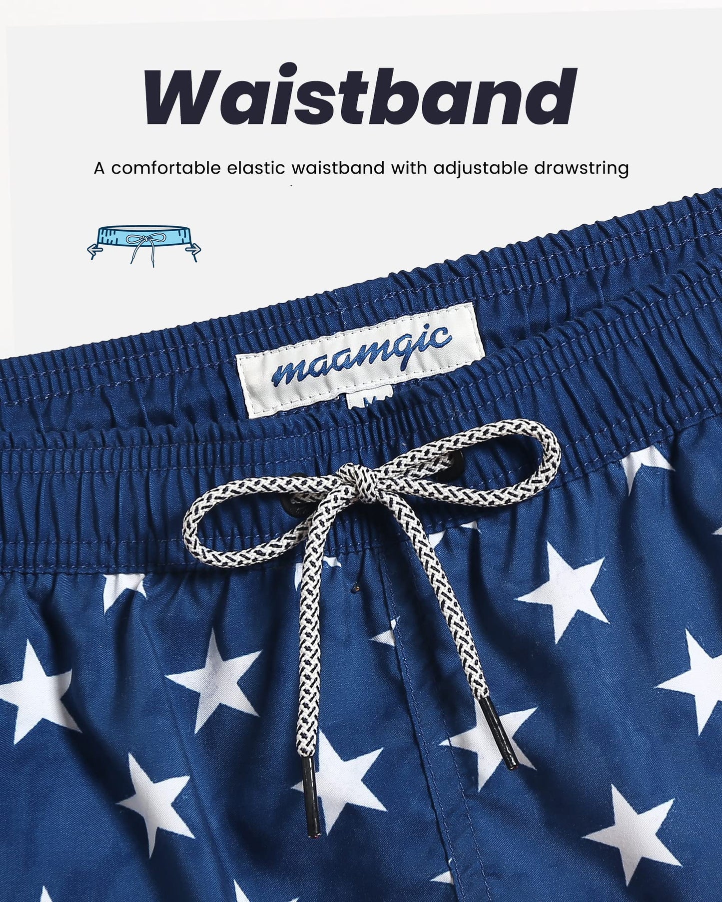 maamgic Mens Swim Trunks Quick Dry Swim Shorts with Mesh Lining Funny Swimwear Bathing Suits 7inch USA Flag Medium