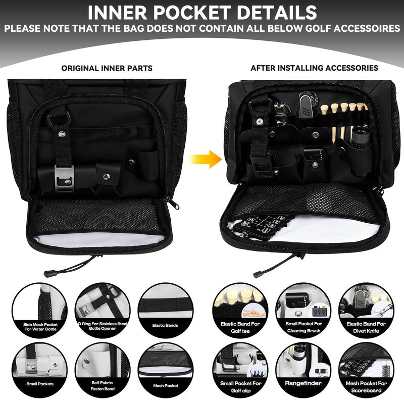 MORXPLOR Golf Cart Cooler with Magnetic Lid 12-Can Insulated Soft Cooler Bag Collapsible for Golf Cart,Golf Accessories,Lunch Camping Cooler Insulated Lunch Bag with Adjustable Shoulder Strap