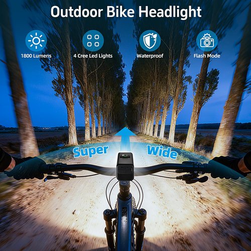 HITASTAR USB Rechargeable 1800 Lumens Bike Light,4000mAh Battery with Power Bank Function,5 Light Modes Waterproof Bicycle Lights for Road, Mountain, Cycling