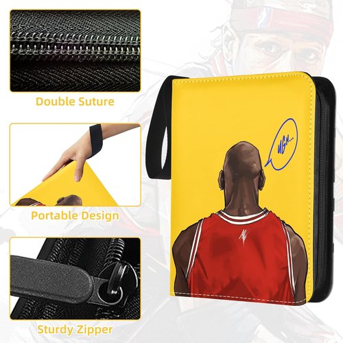 Basketball Sports Card Binder - Portable Waterproof Zipper Holder for 400 Cards | Includes 50 Removable Sleeves