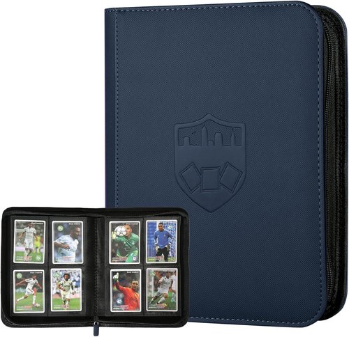 GERMUN Trading Card Binder - Premium 4 Pocket Card Holder for 160 Cards | Double-Sided Album (Blue)