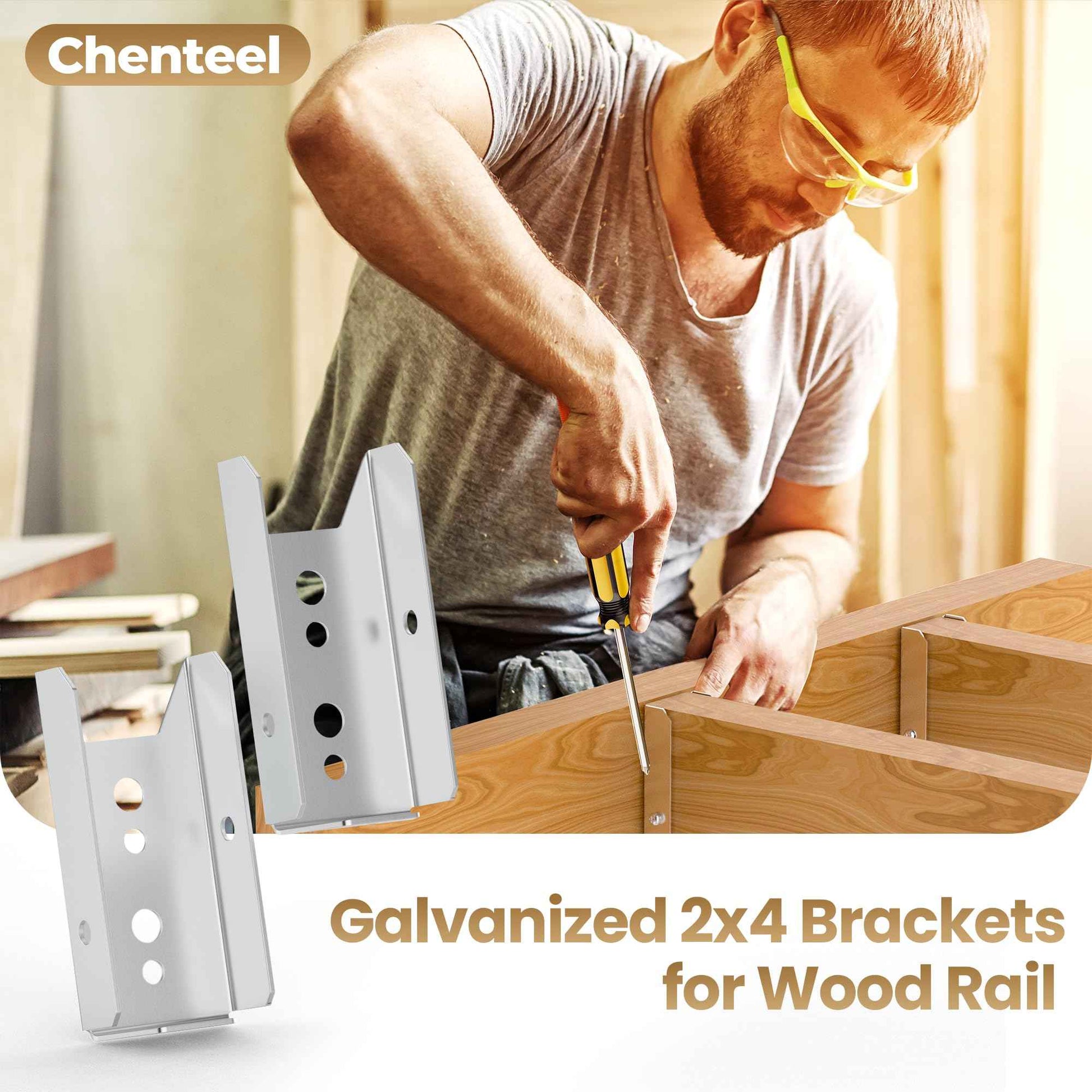 20 Pcs 2x4 Fence Brackets for Wood,Fence Post Bracket,2x4 Brackets for Woods Rail,Deck Bracket Connectors for 2"×4" (Actually 1.5"x3.5") Wood Post with 160pcs Screws