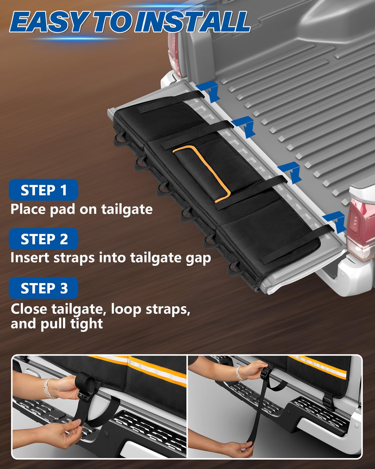 Marscamd Tailgate Bike Pad for Full-Size Pickup, 61" Wide, Holds 6 Bikes