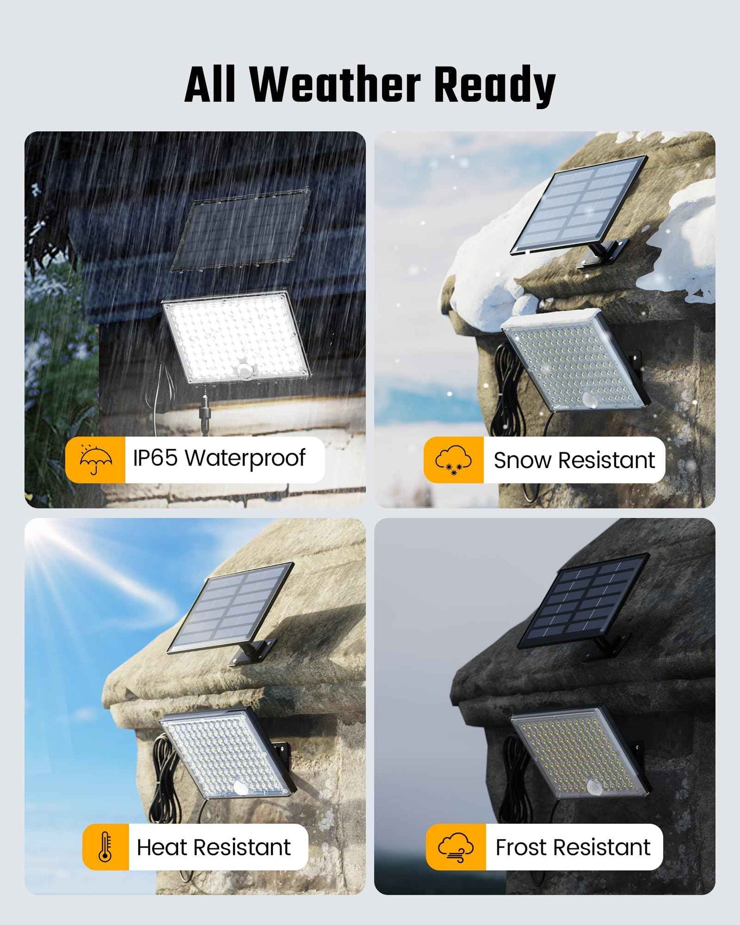 SUPERDANNY Solar Outdoor Flood Lights with 113 Bright LEDs, Motion Sensor Dusk to Dawn Outside Flood Lights with 16ft Cable IP65 Waterproof, Security Light for Garden Barn Porch 4 Pack