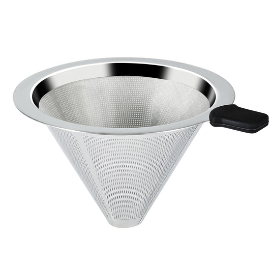 Pour Over Coffee Dripper Slow Drip Paperless Coffee Filter, Double Mesh Stainless Steel Pour Over Coffee Maker for Single Cup Brew Reusable Cone Filter, Coffee Drip Cone, Fine Mesh Strainer(5-6 Cup)