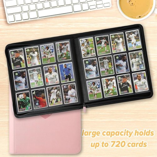 GERMUN Trading Card Binder - Premium 12 Pocket Album for 720 Cards | Double-Sided, Pink Cover