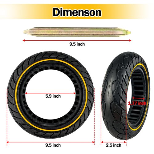 KTUMININV 60/70-6.5 Scooter Tire 10x2.5 Inch Tubeless Solid Rubber Tire for Hiboy S2 MAX Segway Ninebot MAX G30/G30LP/G30P Gotrax G5/G6 Electric Scooter Replacement Wheels Front or Rear 2 PCS (Yellow)