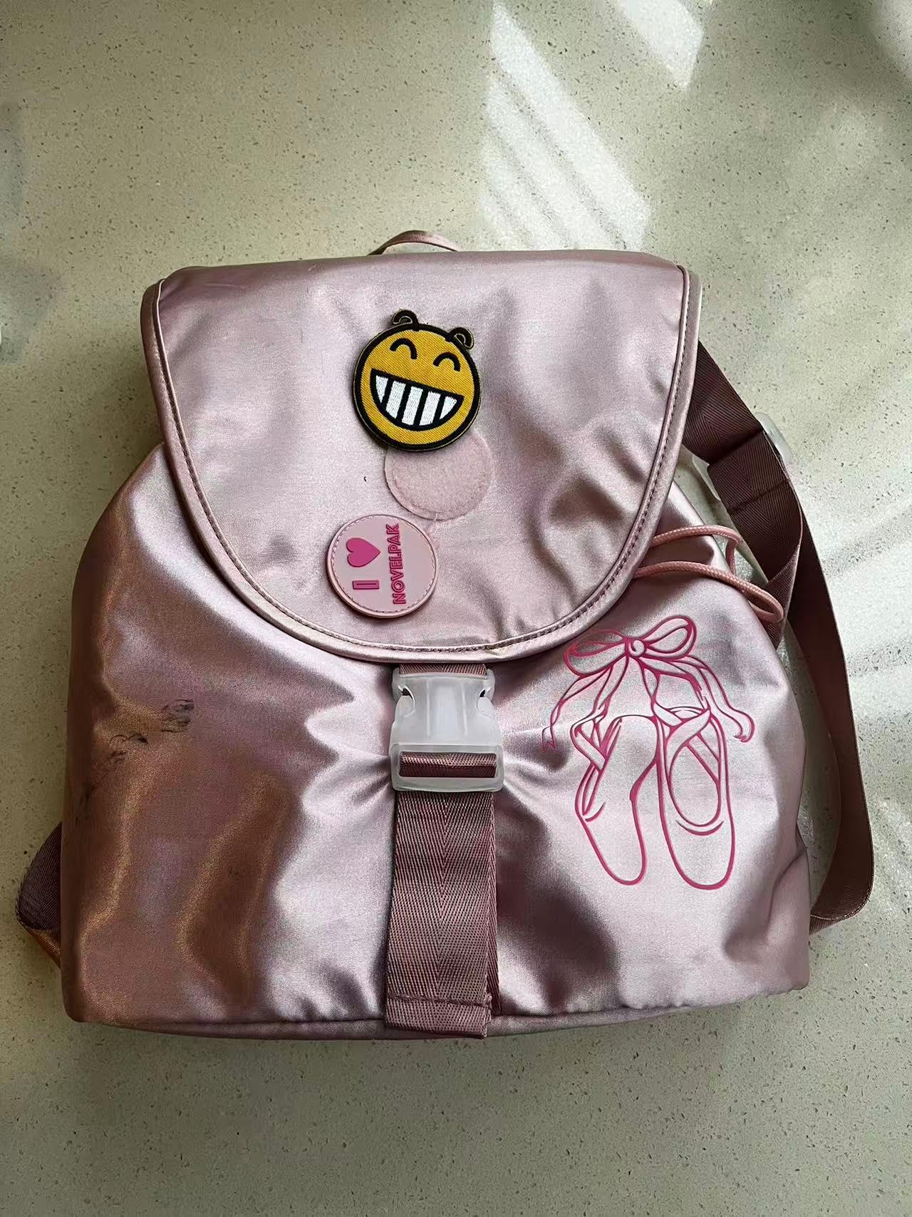 NOVELPAK Ballet Dance Backpack for Girls - 15L Personalized Tutu Bag with Multi-Pockets & Interchangeable Badge - Competition & Practice Dance Team Bag - Silver