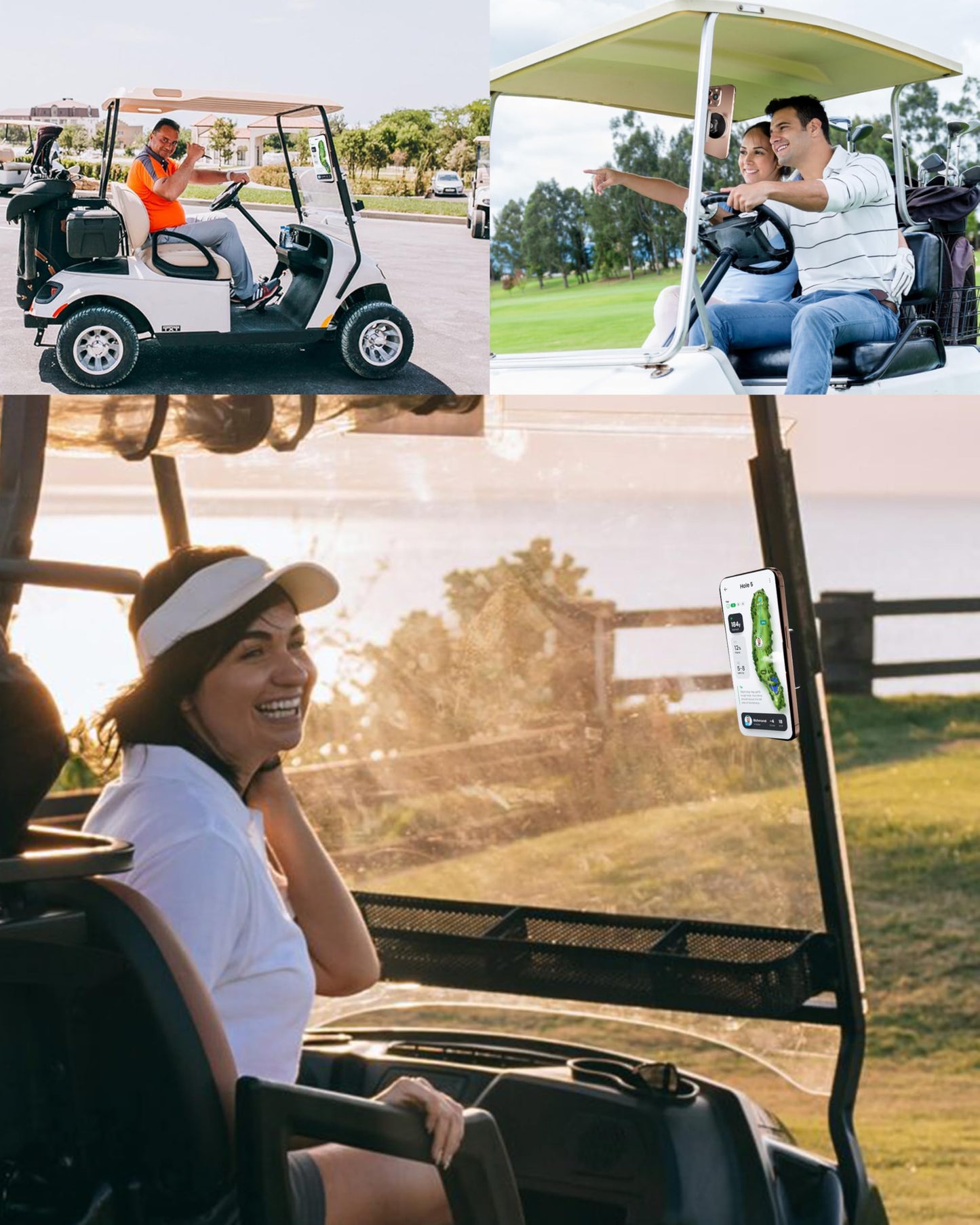 ancipure Magnetic Phone Holder for Golf Cart - Strong N52 Magnets, MagSafe Compatible for iPhone 16 15 14 13 12 Series, Fits EZGO Club Car Yamaha Golf Carts & Any Metal Surface Golf Cart Accessories