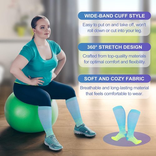 LEVSOX Plus Size Compression Socks - Extra Large 15-20 mmHg Knee High for Women & Men | Ideal for Nurses & Travel