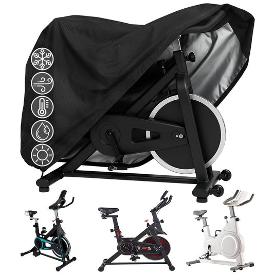 Exercise Bike Cover, Waterproof Stationary Bike Cover for Indoor & Outdoor, Fitness Bicycle Cover with Drawstring, UV Protection, Storage Bag Included, 56x49x23 In, Black