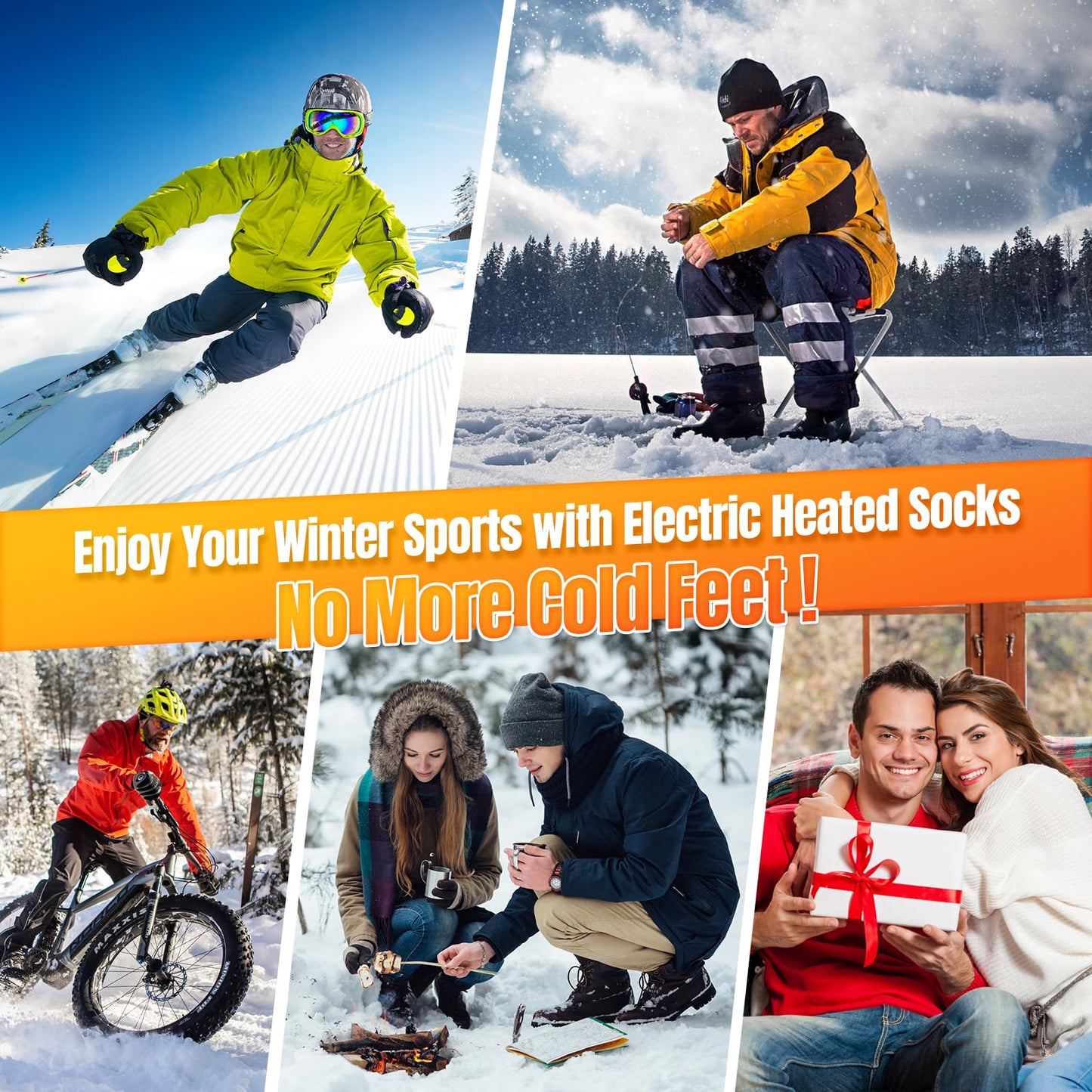 Starines 8000mAh Heated Socks for Men Women,APP Control Rechargeable Battery Electric Socks,Heating Foot Warmers Up to 13H Valentine's White Elephant Gift for Outdoor Winter Work Ski Hiking Hunting