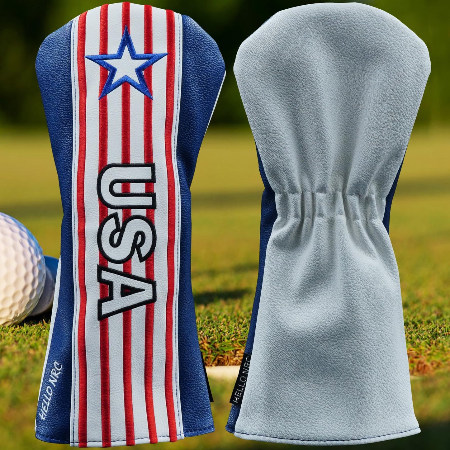 Gbourly Golf Club Driver Head Cover USA Stars and Stripes Flag PU Leather Headcover