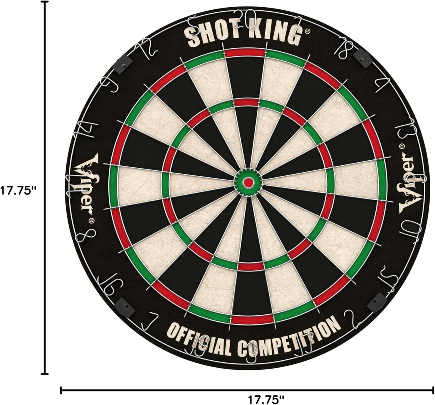 Viper by GLD Products Shot King Dartboard Set - Regulation Bristle Steel Tip with 6 Darts | Black