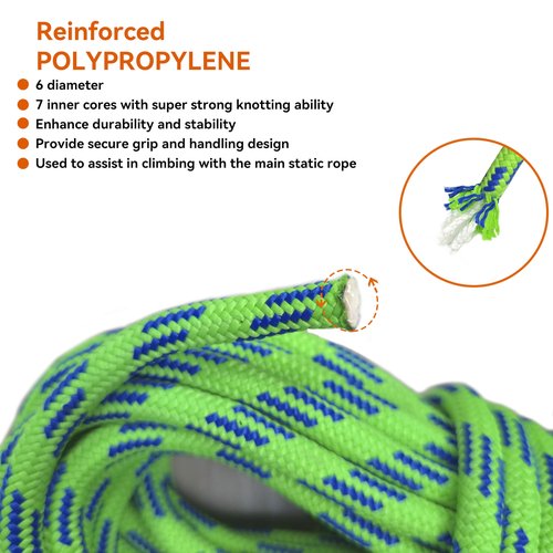 SEAMUS 6mm Prusik Accessory Cord 15M (50ft) Rock Climbing Rope High Tensile Strength Rock Climbing Accessories Cord Double Braid Nylon Cord for Mountain Tree Climbing, Canyoneering,Fire Rescue