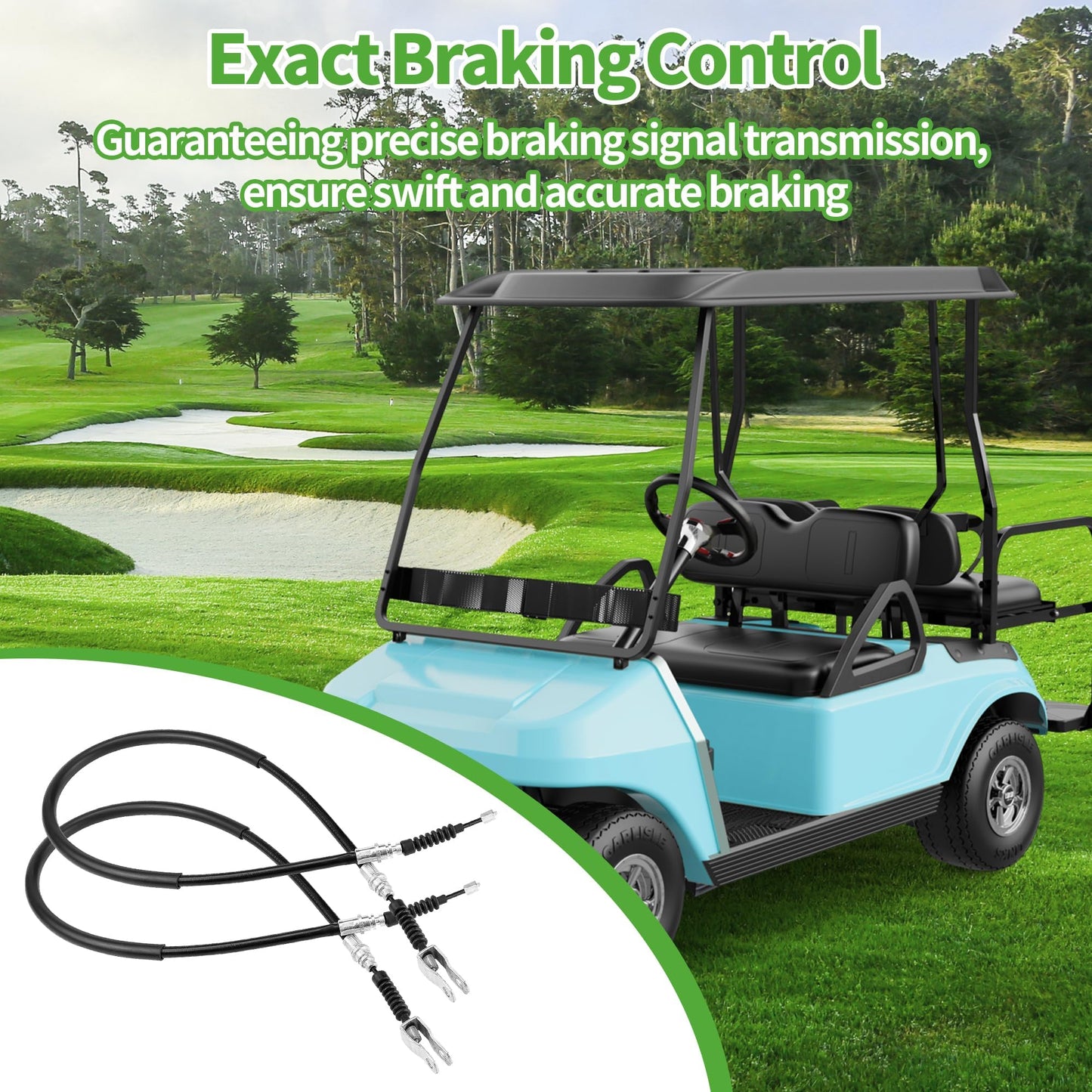 10L0L Golf Cart Brake Cables Set for Club Car DS 2000-up Gas & Electric, Replace OEM 102022101 1020221-01 1019907 Driver & Passenger Side