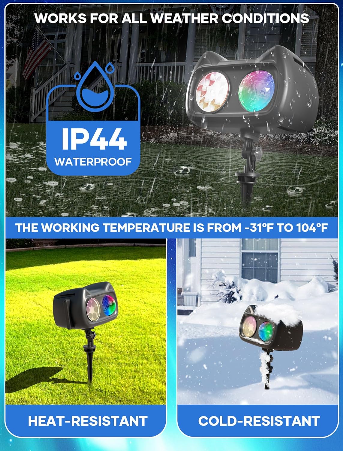 2-in-1 HD Halloween & Christmas Projector Lights with Remote - 60 Patterns, Waterproof Outdoor Decor for Yard Parties