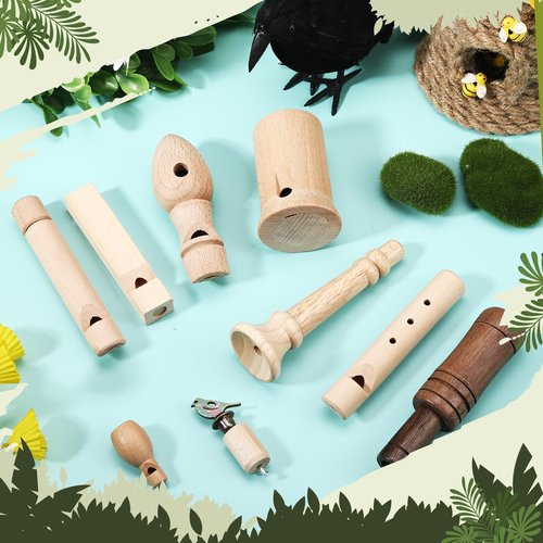 Shappy 9 Pcs Wooden Bird Call Set Handmade Bird Call Gifts for Birdwatchers, Nature Lovers, Outdoor Exploration Activities Camping Trips Realistic Sounding Whistle